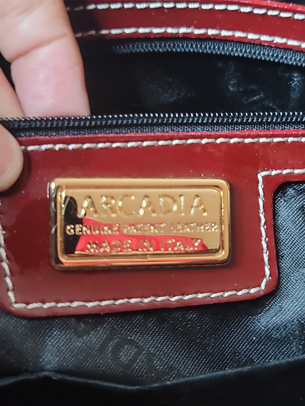 Arcadia Red Patent Tote with Cream Handles - Picture 10 of 10